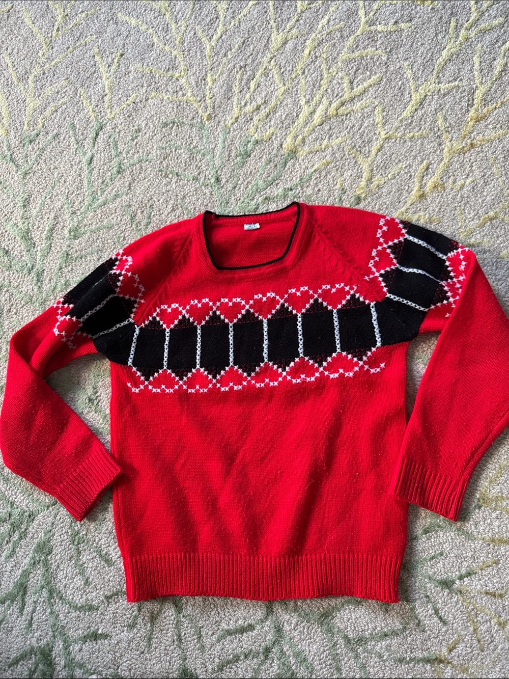 Genuine 1960s Japanese graphic embroidered sweater XXS